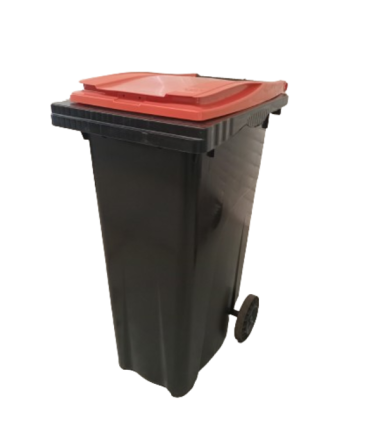 Bote de Basura de 180 Litros SULO Negro con Tapa Naranja