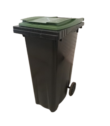 Bote de Basura de 180 Litros SULO Negro con Tapa Verde