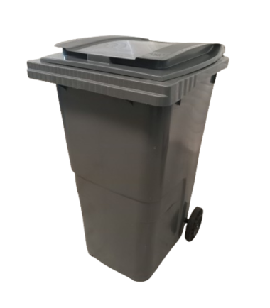 Bote de Basura de 180 Litros SULO Negro con Tapa Gris