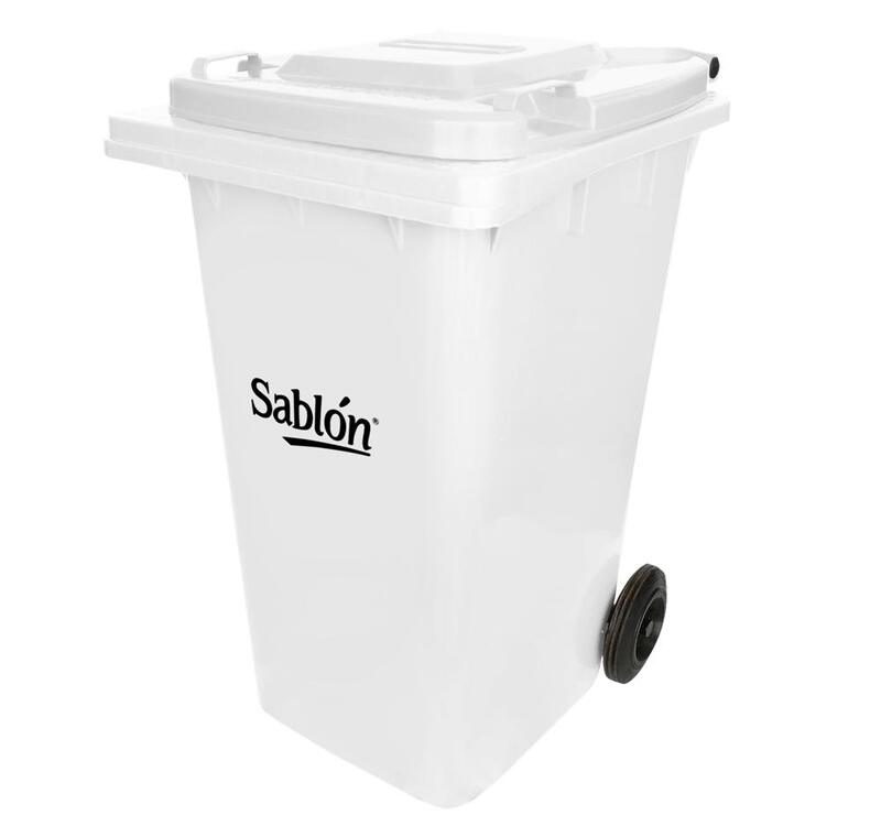 Bote de Basura 240L Sablón con Ruedas Blanco