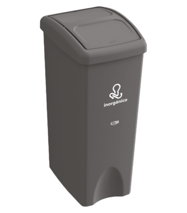 Bote de Basura Estra de 53 Litros Gris con Serigrafía "Inorgánico"