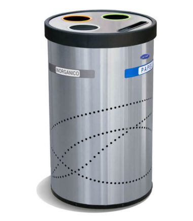 Bote de acero inoxidable para reciclar 4div internas 49x80h