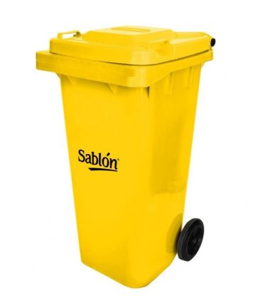 Bote de Basura de 120 litros Sablón Amarillo con Tapa