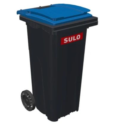 Bote de Basura de 180 Litros SULO Negro con Tapa Azul