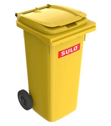 Bote de Basura de 120 Litros SULO Amarillo con Tapa